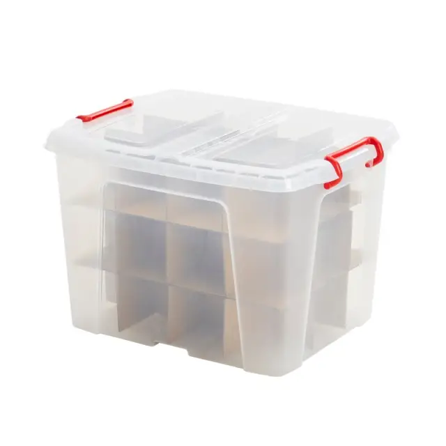 Christmas Bauble Box 40L-Clear /Red
