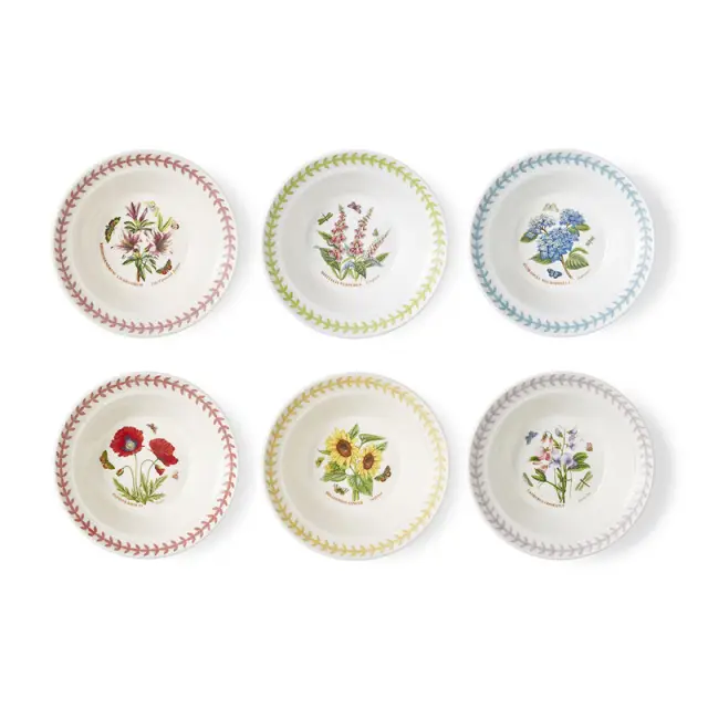 Portmeirion Botanic Garden Meadow Set Of 6 Oatmeal/Cereal Bowls -Assorted Designs