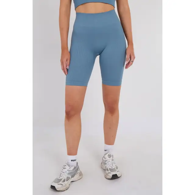 Third Avenue Seamless High Waist Shorts, Bondi Blue, XL Size