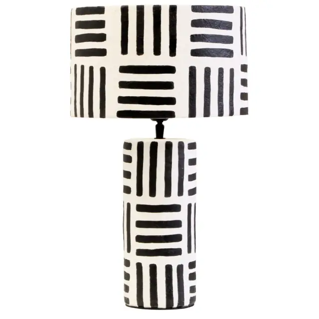 Carta 50cm Black And White Stripe Papier Mache Table Lamp