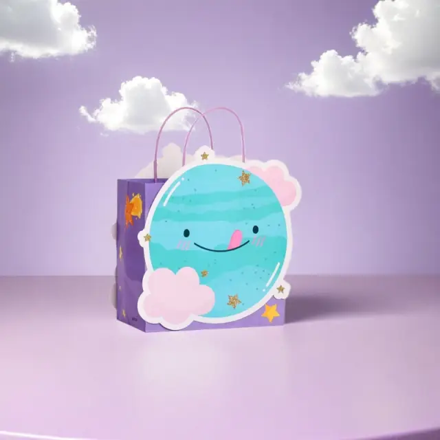 MIKIREI Medium Gift Bag with 3D Making Design - Universe, Pack of 6