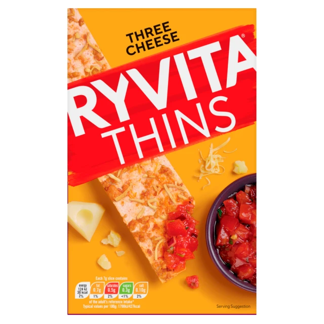 Ryvita Thins Three Cheese Flatbreads 125G