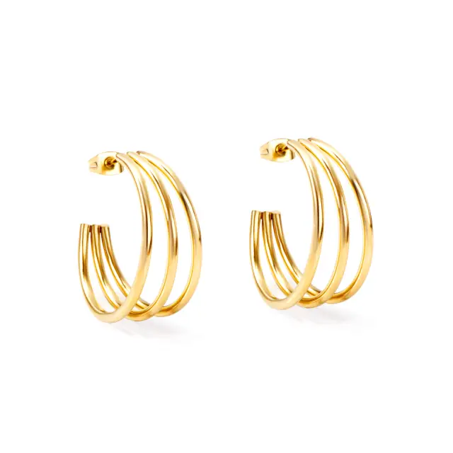 Open Triple-C 14K Gold Plated Earrings