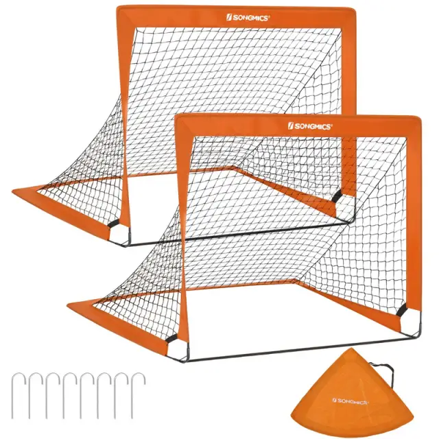 SONGMICS Soccer Goals, Set of 2, 120x80x80cm, Orange