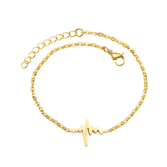 Heartbeat 18K Gold Plated Bracelet - 18cm long x 12mm Heartbeat
