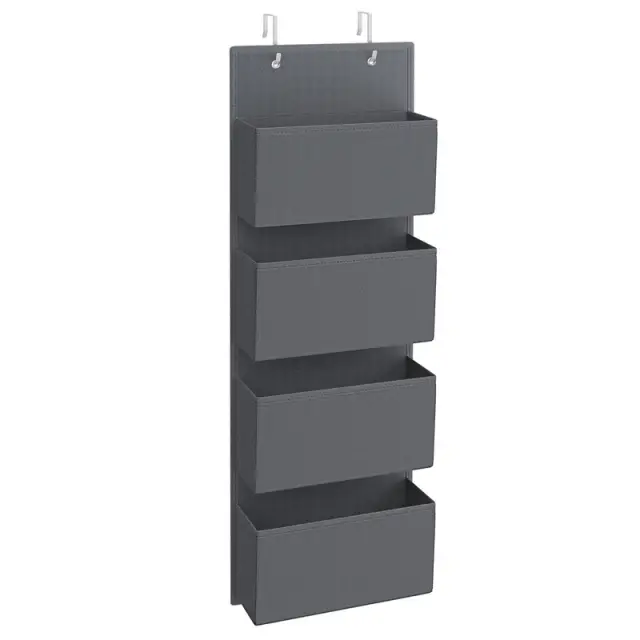 SONGMICS Hanging closet organizer, 33.5x12x100cm, 4 Pockets, Slate Grey