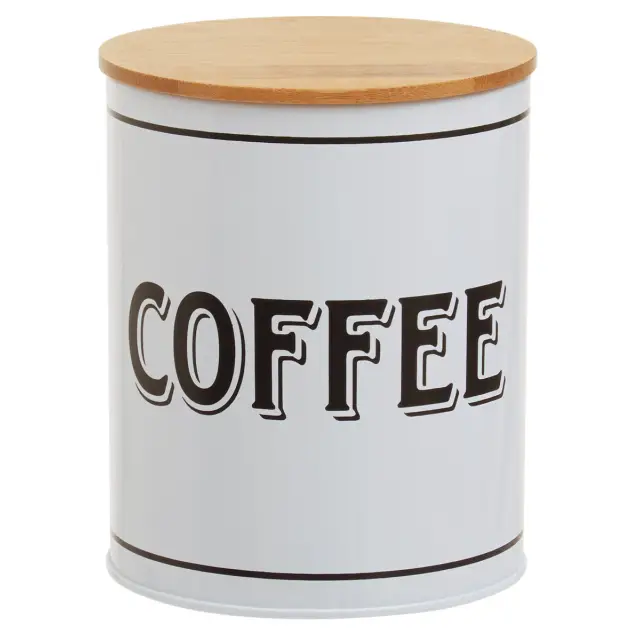 Grocer White Metal Coffee Canister