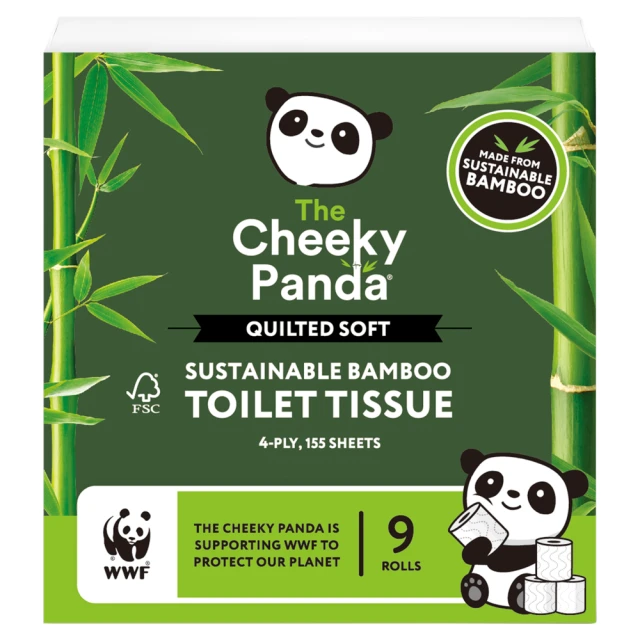 The Cheeky Panda 9 Quilted Soft Sustainable Bamboo Toilet Tissue Rolls