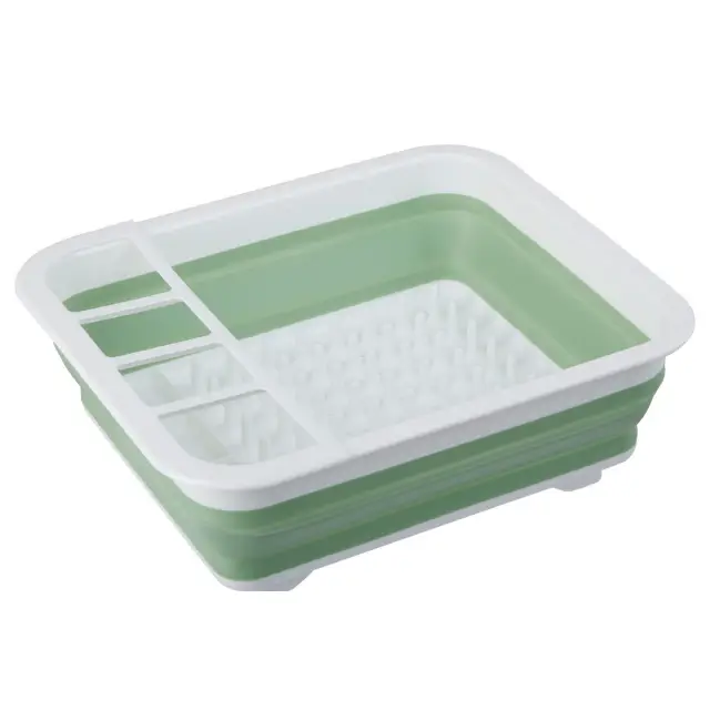 Umbria Green White Collapsible Dish Rack
