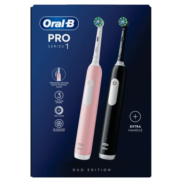 Oral-B Pro Series 1 Pink & Black Electric Toothbrushes, Designed By Braun