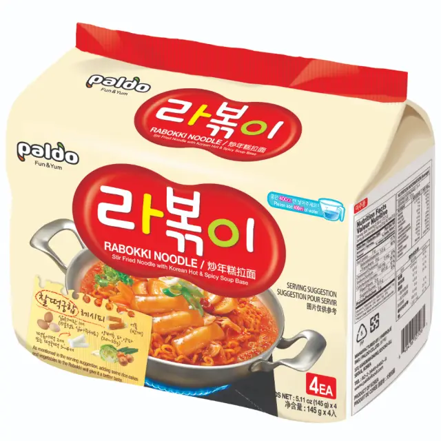 Paldo Rabokki 145g (4 pack) 八道辣炒年糕风味拉面 145g  (4 连包)