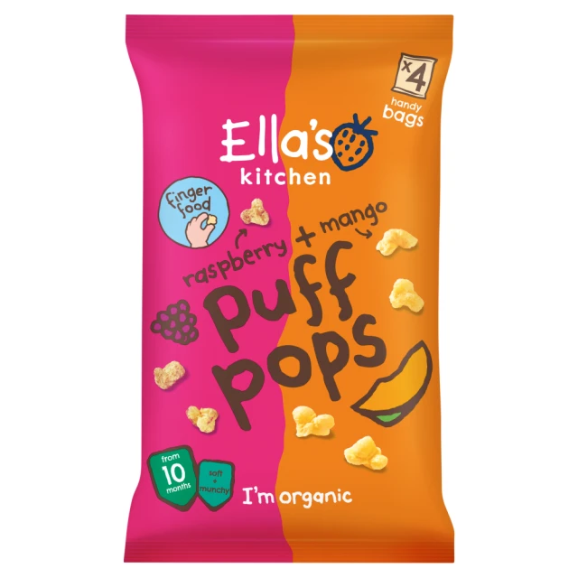 ELLA'S KITCHEN RASPBERRY + MANGO PUFF POPS 4 X 9G