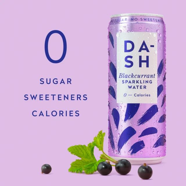 DASH Blackcurrant Infused Sparkling Water 4 x 330ml