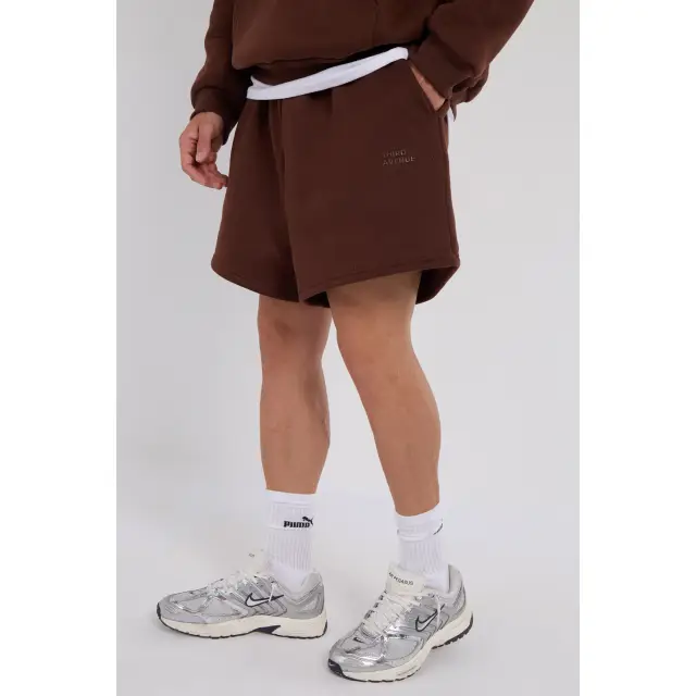 Third Avenue Relaxed-Fit High-Rise Fleece Short, Vintage Brown, M Size