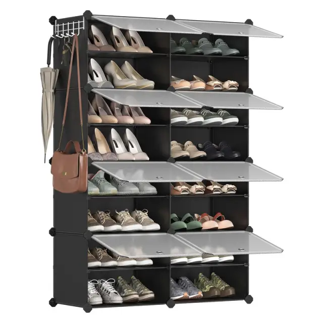 SONGMICS Shoe Rack, 8-Slot, 82x32x122cm, Black
