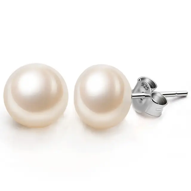 Ever Faith 925 Sterling Silver Freshwater Cultured Pearl Stud Earrings for Women Girls