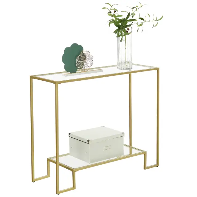 VASAGLE Console Table, 100x35x80cm, Gold, Transparent