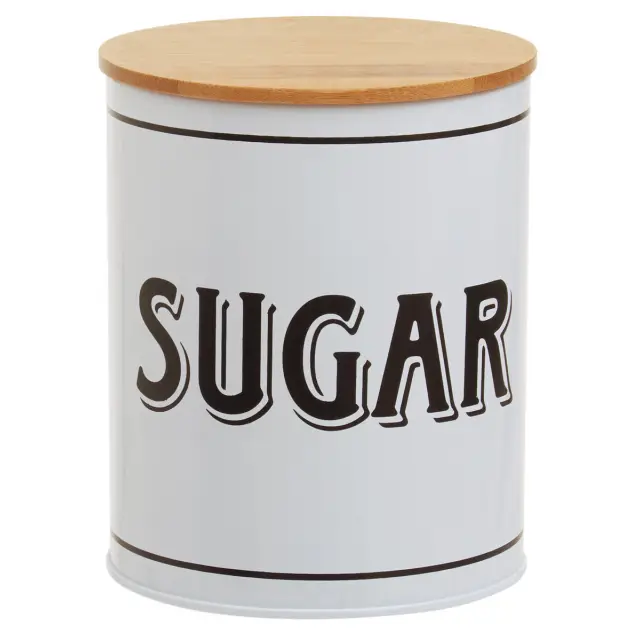 Grocer White Metal Sugar Canister
