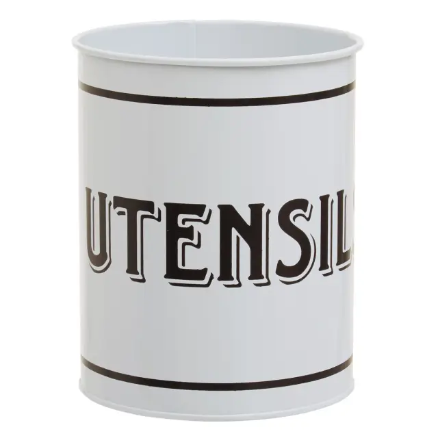 Grocer White Metal Utensil Holder