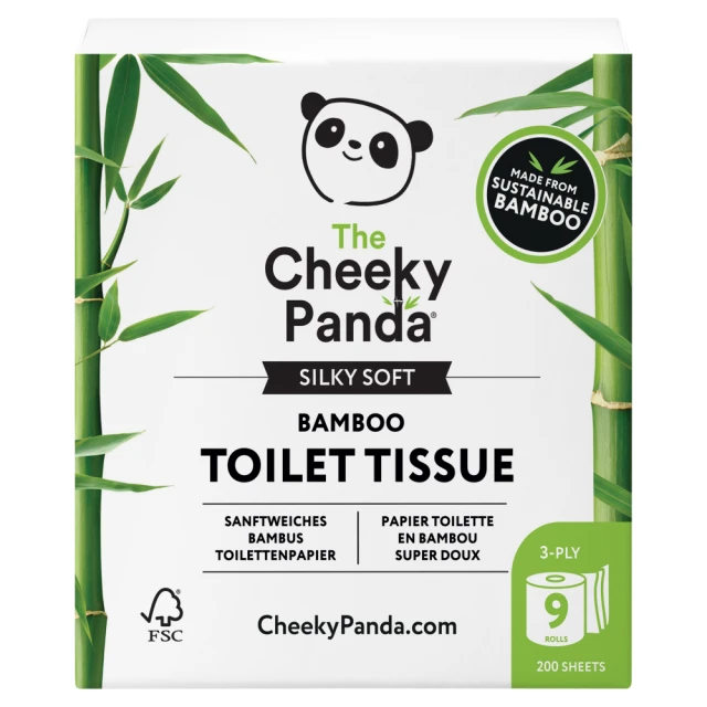 The Cheeky Panda Silky Soft Bamboo Toilet Tissue 9 Rolls 3 Ply
