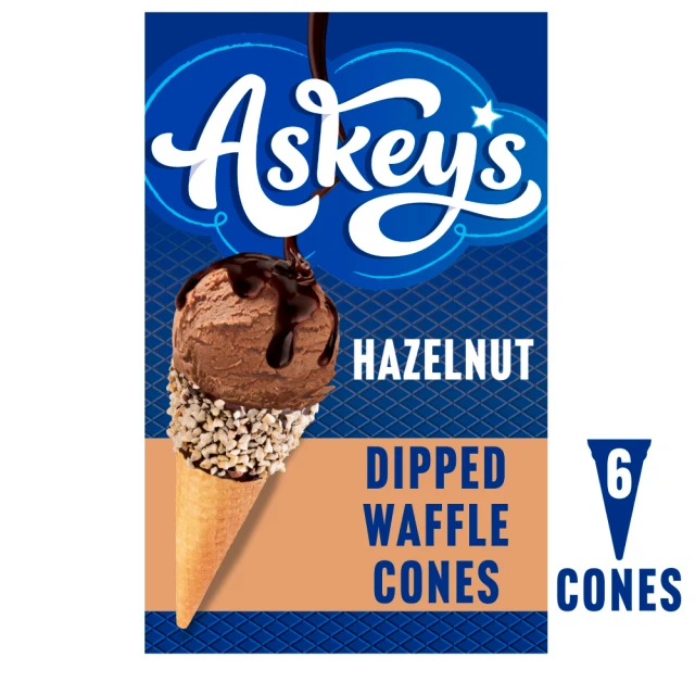Askeys Deluxe Cone Hazelnut 6Pk 900G