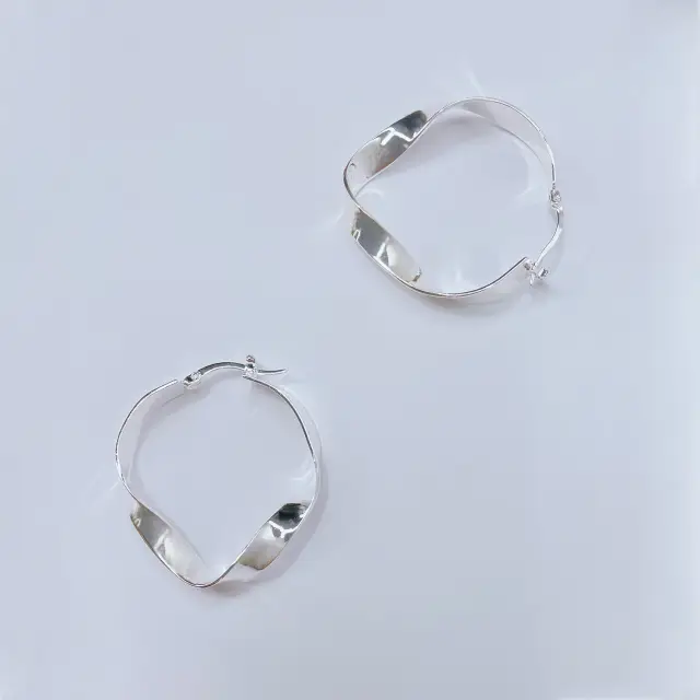 Flat Twisted 40mm Hoop 18 Silver? Plated Earrings