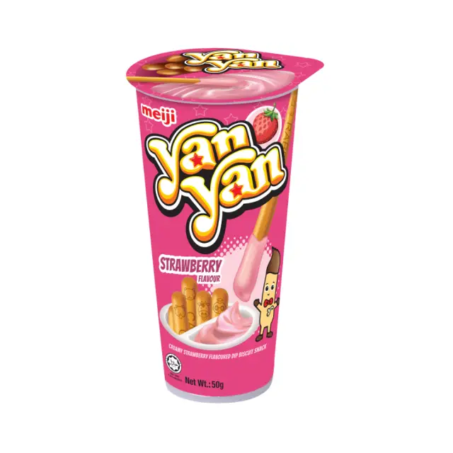 Meiji Yan Yan Biscuit Sticks with Strawberry Flavoured Dip 50g 明治欣欣杯草莓味蘸酱饼干棒 50g